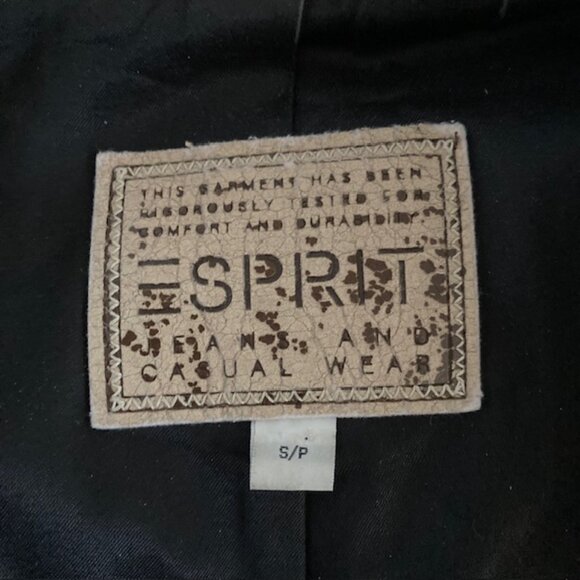Women's small / petite vintage Esprit black leather bomber NICE htf - Picture 7 of 8